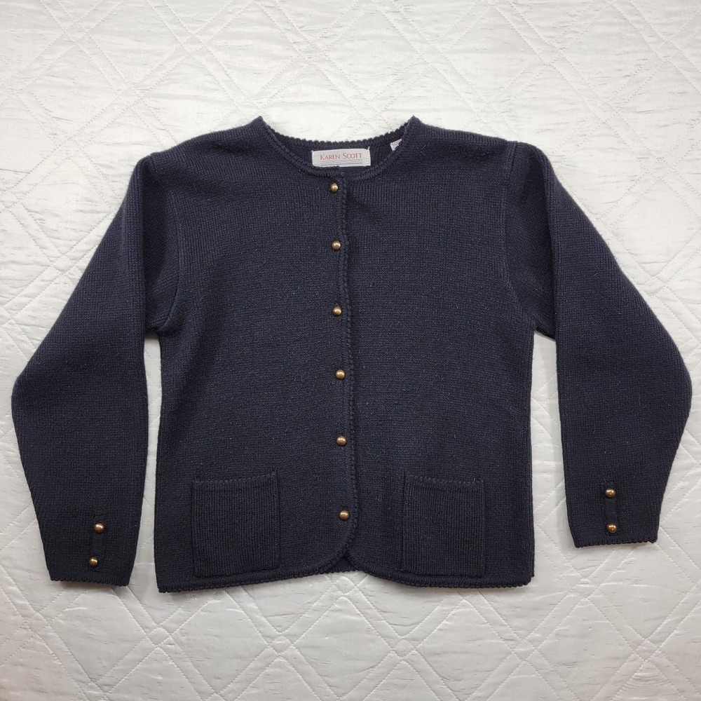 Karen Scott Vintage wool blend cardigan sweater w/ gold buttons size M